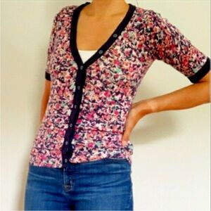 Anthropologie Sparrow Floral Cottagecore Short Sleeve Cardigan